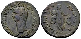 Claudius
Rome, 42-43 AD. Æ as, 10.22 g. TI CLAVDIVS CAESAR AVG P M TR P IMP P P bare head of Claudius left / LIBERTAS AVGVSTALibertas standing right,...