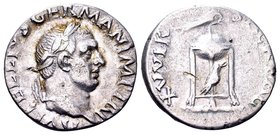 Vitellius
Rome, 69 AD. AR denarius, 2.95 g. mint. Struck circa late April–20 December. A VITELLIVS GERMAN IMP TR P laureate head of Vitellius right /...