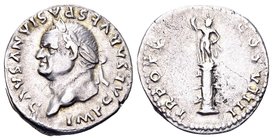 Vespasian
Rome, 79 AD. AR denarius, 3.46 g. IMP CAESAR VESPASIANVS AVG laureate head of Vespasian right / TR POT X COS VIIII naked, radiate figure st...