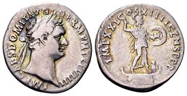 Domitian
Rome, 89 AD. AR denarius, 3.31 g. MP CAES DOMIT AVG GERM P M TR P VIIII, laureate head of Domitian to right / IMP XVI COS XIIII CENS P P P M...