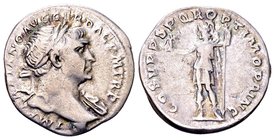 Trajan
Rome, 107-111 AD. AR denarius, 3.17 g. IMP TRAIANO AVG GER DAC P M TR P laureate head right, aegis on far shoulder / COS V P P SPQR OPTIMO PRI...