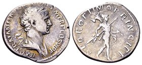 Trajan
Rome, 112-117 AD. AR denarius, 3.13 g. IMP TRAIANO AVG GER DAC P M TR P COS VI P P laureate, draped bust right / S P Q R OPTIMO PRINCIPI Mars ...