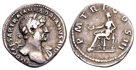 Hadrian
Rome, 119-125 AD. AR denarius, 3.03 g. IMP CAESAR TRAIAN HADRIANVS AVG laureate bust of Hadrian right, slight drapery on left shoulder / P M ...