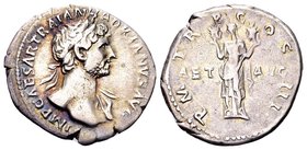 Hadrian
Rome, 119-122 AD. AR denarius, 3.32 g. IMP CAESAR TRAIAN HADRIANVS AVG laureate bust right with slight drapery on far shoulder / P M TR P COS...