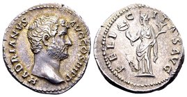 Hadrian
Rome, 134-138 AD. AR denarius, 3.02 g. HADRIANVS AVG COS III P P laureate head right / FELICITAS AVG Felicitas standing left, with caduceus a...