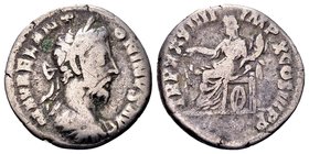 Marcus Aurelius
Rome, AD 179-180 AD. AR denarius, 3.24 g. M AVREL ANTONINVS AVG laureate, draped, cuirassed bust right / TR P XXXIIII IMP X COS III P...