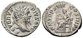 Septimius Severus
Rome, 209 AD. AR denarius, 3.15 g. SEVERVS PIVS AVG laureate head right P M TR P XVII COS III P P Salus seated left, feeding serpen...