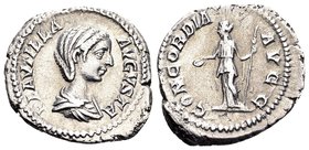 Plautilla
Rome, 202 AD. AR denarius, 3,39 g. PLAVTILLA AVGVSTA draped bust of Plautilla right, hair coiled in ridges and fastened in bun / CONCORDIA ...