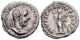 Macrinus
Rome, 217-218 AD. AR denarius, 2,6 gr. IMP C M OPEL SEV MACRINVS AVG, laureate, cuirassed bust of Macrinus right / PONTIF MAX TR P COS PP Fe...