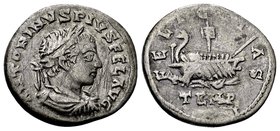 Elagabal
Antioch, 218-219 AD. AR denarius, 3.77 g. ANTONINVS PIVS FEL AVG laureate, draped, cuirassed bust right / FELICITAS TEMP Galley sailing righ...