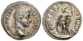 Severus Alexander
Rome, 231 AD. AR denarius, 2.78 gr. IMP ALEXANDER PIVS AVG laureate bust of Alexander Severus right, slight drapery on far shoulder...