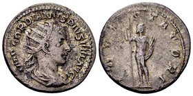 Gordian III
Rome, 241-243 AD. AR antoninianus, 4.39 g. IMP GORDIANVS PIVS FEL AVG radiate and draped bust right / IOVI STATORI Jupiter standing right...