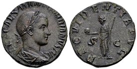 Gordian III.
Rome, 238-239. Æ sestertius, 17.64 gr. IMP CAES M ANT GORDIANVS AVG laureate, draped and cuirassed bust of Gordian III right / PROVIDENT...
