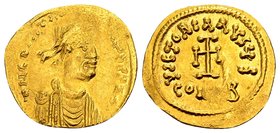 Constans II
Constantinople, 642-668 AD. AU tremissis, 1.49 gr. DN CONSTANTIN ×S T PP AV draped, diademed and cuirassed bust of Constans II right / VI...