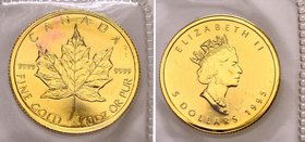 Canada
Elizabeth II. 5 Dollar, 1995. AU, 3.1 g (1/10 ounce). UNC.