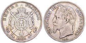 France
Napoleon III. 5 francs 1868, KM 799. F