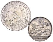 Greece
George I, 2 drachmai, KM 61; Paul I, 30 drachma, KM 86. AR, 28 g (2x). gVF