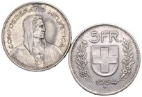 Switzerland
5 francs, 1935B/1954B. KM 40. (2x) VF