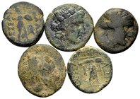 the Lundahl collection (1955-1995)
5 Æcoins of the Thessalian league, Apollo obverse. Fine to Very Fine. SOLD AS IS. NO RETURN.