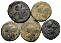 the Lundahl collection (1955-1995)
5 Æcoins of the Thessalian league, Athena obverse. Fine to Very Fine. SOLD AS IS. NO RETURN.