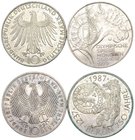 Lot World coins 
Germany: 10 Deutsch Mark 1972 (2x), 1987, 1989. (4x) VF. SOLD AS IS. NO RETURN.