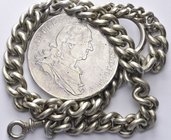 Coinjewelry
White metal pocket chain with Karl Theodor thaler 1778, KM 562. 101,9 g. VF. SOLD AS IS. NO RETURN.