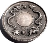 Coinjewelry
Yuan Shih Kai dollar (1921) set in white metal tray with 2 dragons and 2 balls. Around 1925. 101.1 g. EF.