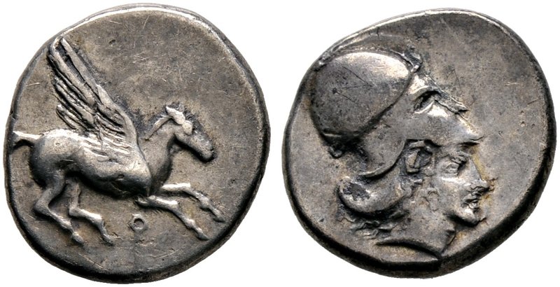 Korinthia. Korinthos. Stater ca. 400-350 v. Chr. Pegasus nach rechts fliegend, d...