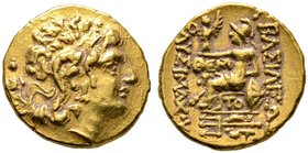 Pontos. Könige von Pontos. Mithradates VI. Eupator 120-63 v. Chr. AV-Stater 88-86 v. Chr. -Tomis-. Ähnlich wie vorher, jedoch nun mit Beizeichen "OEM"...