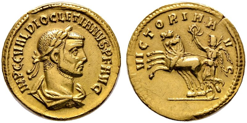 Kaiserzeit. Diocletianus 284-305. Aureus 284/293 (vor der Münzreform) -Cyzikos-....