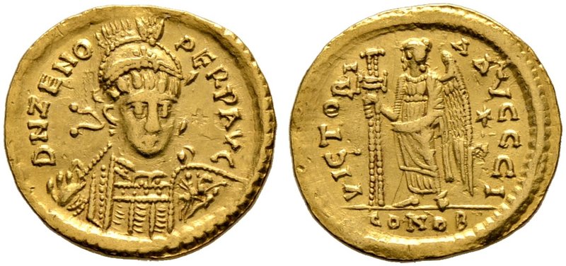 Kaiserzeit. Zeno 474-475, 476-491. Solidus 474/475 -Constantinopolis-. D N ZENO ...