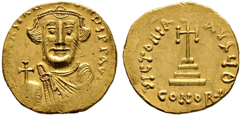 Constans II. 641-668. Solidus 650/651 -Constantinopolis-. Drapierte Büste von vo...
