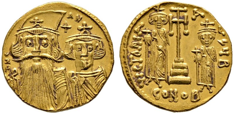 Constans II. mit Constantinus IV. 654-668. Solidus 662/667 -Constantinopolis-. 2...