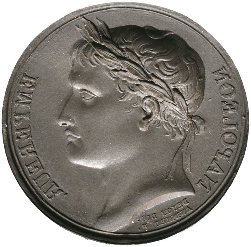 Dunkler Glasabguss einer Medaille 1804 von Andrieu und Denon, auf die Kaiserkrön...