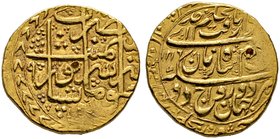 Afghanistan-Durrani. Shah Zaman AH 1207-1216 / AD 1793-1801. Mohur AH 1216, Jahr 9 -Peshawar-. KM 715. 10,87 g 
sehr schön