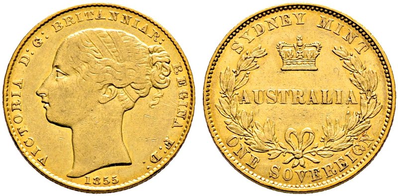 Australien. Victoria 1837-1901. Sovereign 1855 -Sydney-. KM 2, Fr. 9, Schl. 801....