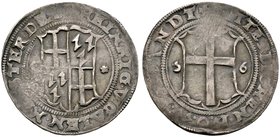 Baltikum-Livländischer Orden. Heinrich von Galen 1551-1557. 1/2 Mark 1556 -Riga-. Sogen. Wendentyp. Familienwappen / Hochmeisterwappen. Neumann 255, H...