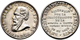 Bolivien. Republik. Silbermedaille 1869 mit Signatur M.G., auf die Einweihung der mit Dampfkraft versehenen Münze Potosi durch den Präsidenten Melgare...
