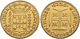 Brasilien. Johann V. 1706-1750. 20.000 Reis 1725 -Minas Gerais-. KM 117, Fr. 33. 53,25 g
seltenes, attraktives Exemplar, vorzüglich