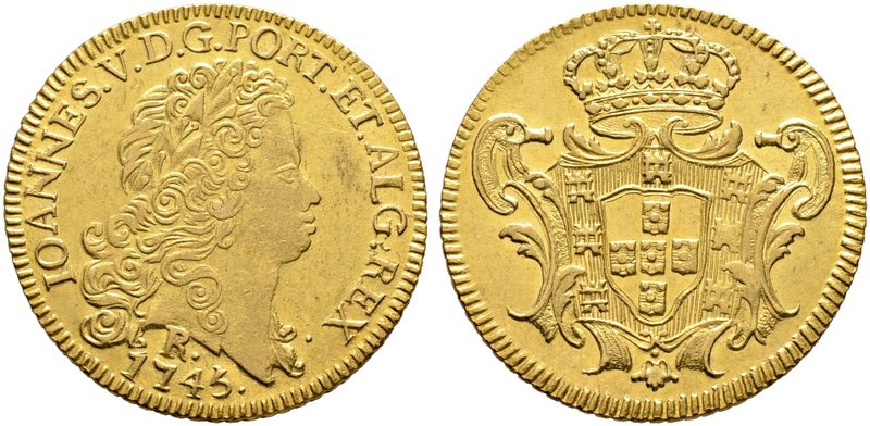 Brasilien. Johann V. 1706-1750. 6.400 Reis 1745 -Rio de Janeiro-. KM 149, Fr. 46...