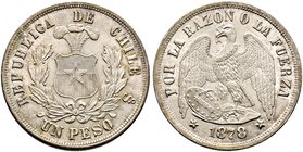 Chile. Republik. Peso 1878. KM 142.1.
prägefrisches Prachtexemplar mit leichter Tönung