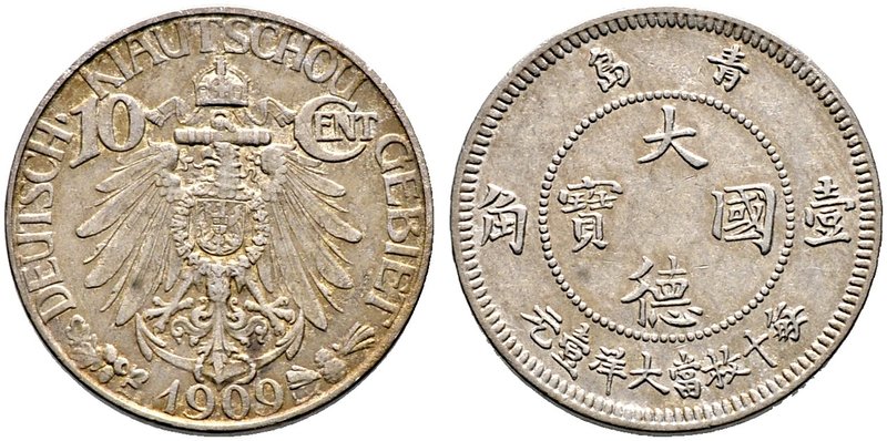 China-KIAU CHAU (deutsch: Kiautschou). 10 Cents 1909 -Berlin-. Yeo. 2, J. 730.
s...
