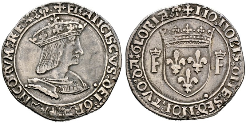 Frankreich-Königreich. Francois I. 1515-1547. Teston o.J. (1537/39) -Lyon-. 18e ...