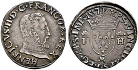 Frankreich-Königreich. Henri II. 1547-1559. Demi Teston 1557 -Toulouse-. Brustbild im Harnisch nach rechts / Gekrönter Wappenschild zwischen gekrönten...