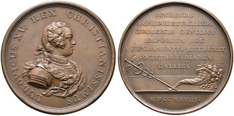 Frankreich-Königreich. Louis XV. 1715-1774. Bronzemedaille 1733 von J.C. Roettie...