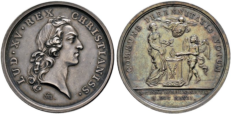 Frankreich-Königreich. Louis XV. 1715-1774. Silbermedaille 1747 von Mauger, auf ...