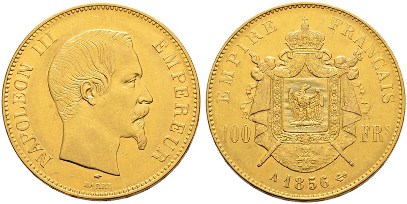 Frankreich-Königreich. Napoleon III. 1852-1870. 100 Francs 1856 -Paris-. Gad. 11...