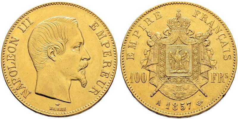 Frankreich-Königreich. Napoleon III. 1852-1870. 100 Francs 1857 -Paris-. Ein dri...