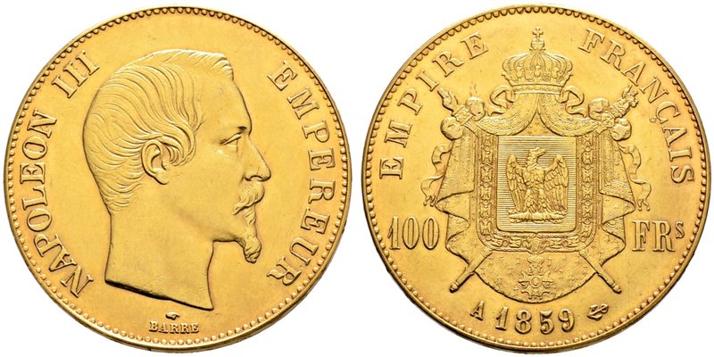 Frankreich-Königreich. Napoleon III. 1852-1870. 100 Francs 1859 -Paris-. Gad. 11...