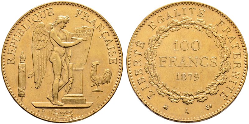 Frankreich-Königreich. Dritte Republik. 100 Francs 1879 -Paris-. Gad. 1137, Fr. ...